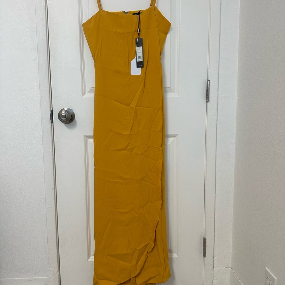 BCBGMaxAzria Yellow Sleeveless Spaghetti Strap Slip Jumpsuit